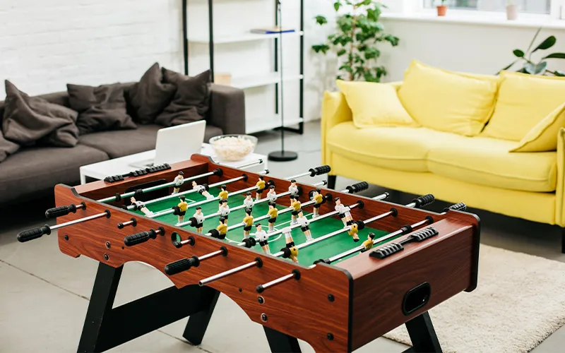 Indoor games room in apartments in Kelambakkam providing entertainment facilities for apartment for sale residents