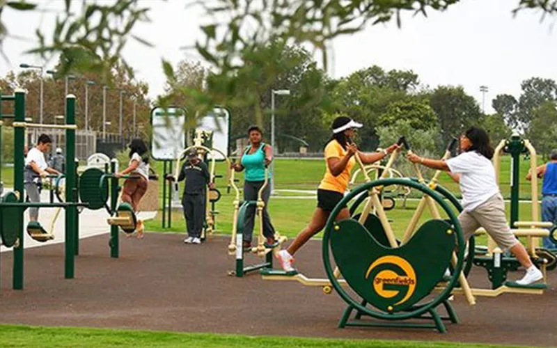 Outdoor gym facility at flats in Kelambakkam promoting healthy lifestyle for 2 BHK and 3BHK flats residents